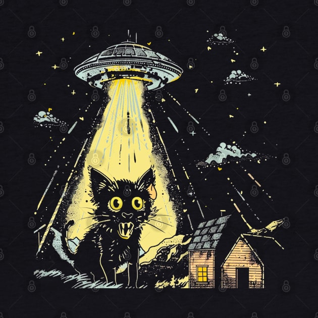 Shocked Cat and UFO Invasion by OscarVanHendrix